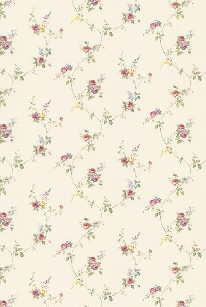 mini rose trail in red and beige wallpaper