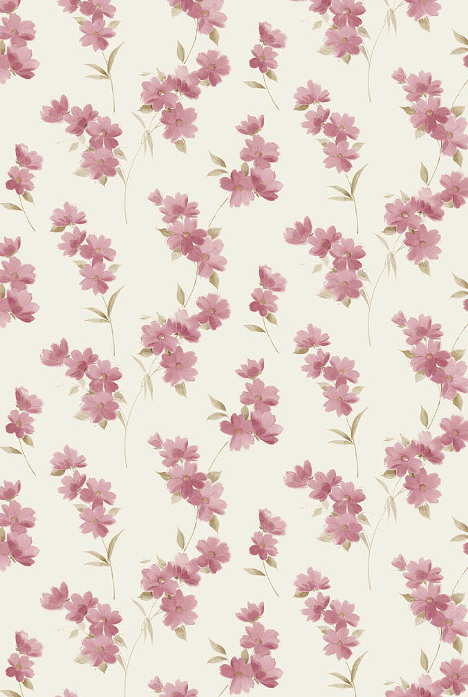 cream and red floral wallpaper