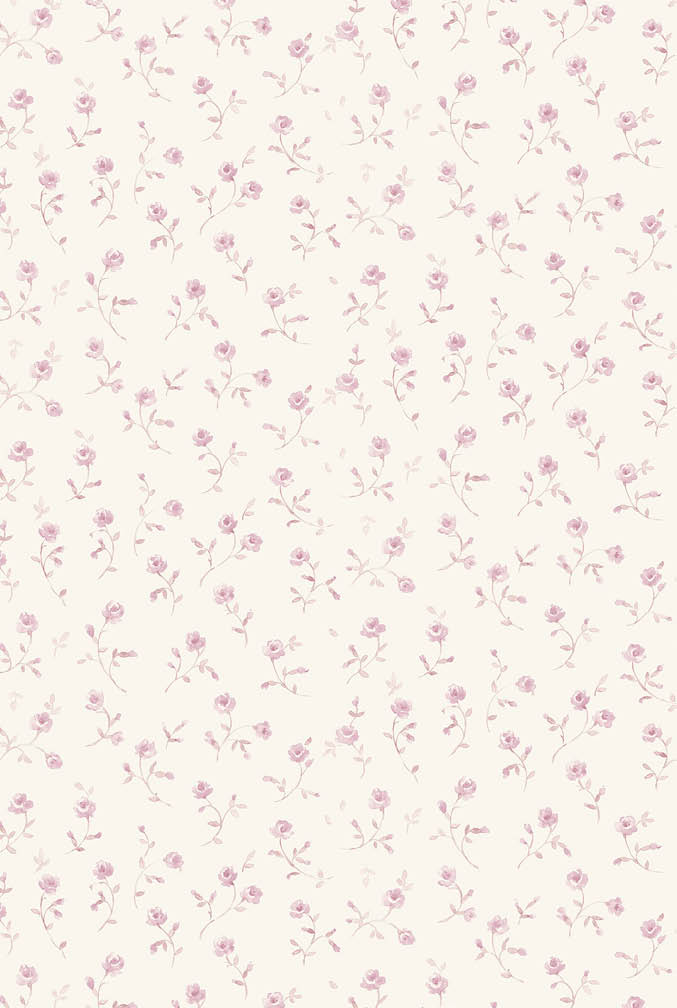 cream and pink rose meadow floral wallpaper