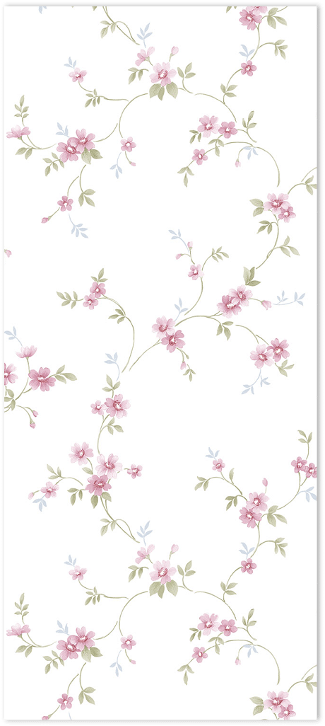 pink and green floral trail wallpaper