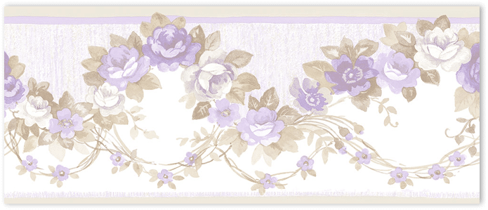 purple and green rose scallop border wallpaper