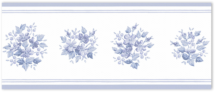 blue mini floral bouquet border wallpaper