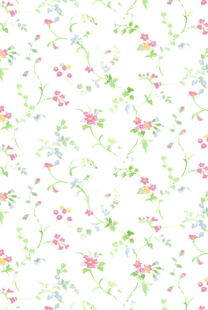 floral trail in pink and green wallpaper