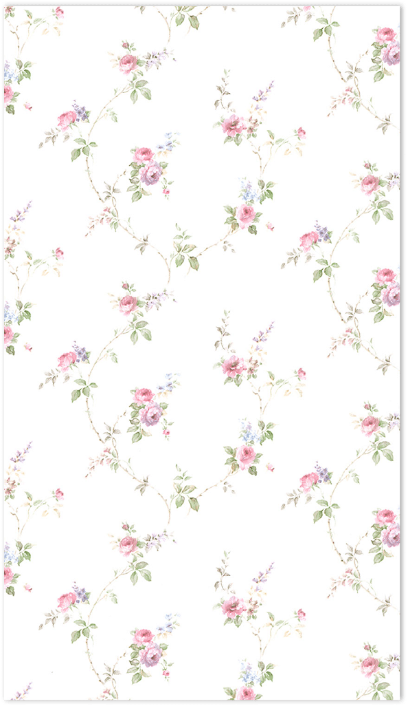 mini rose trail in pink green and white wallpaper