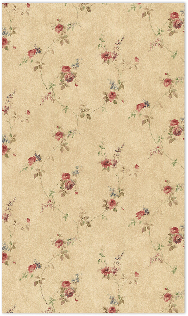 mini rose trail in ochre and red wallpaper
