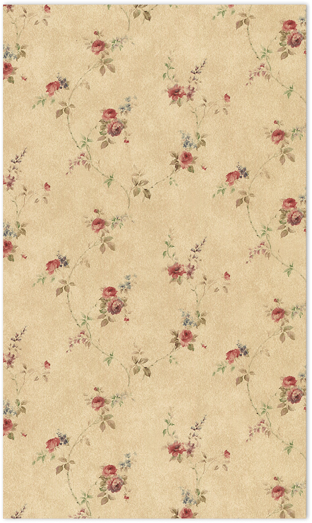 mini rose trail in ochre and red wallpaper
