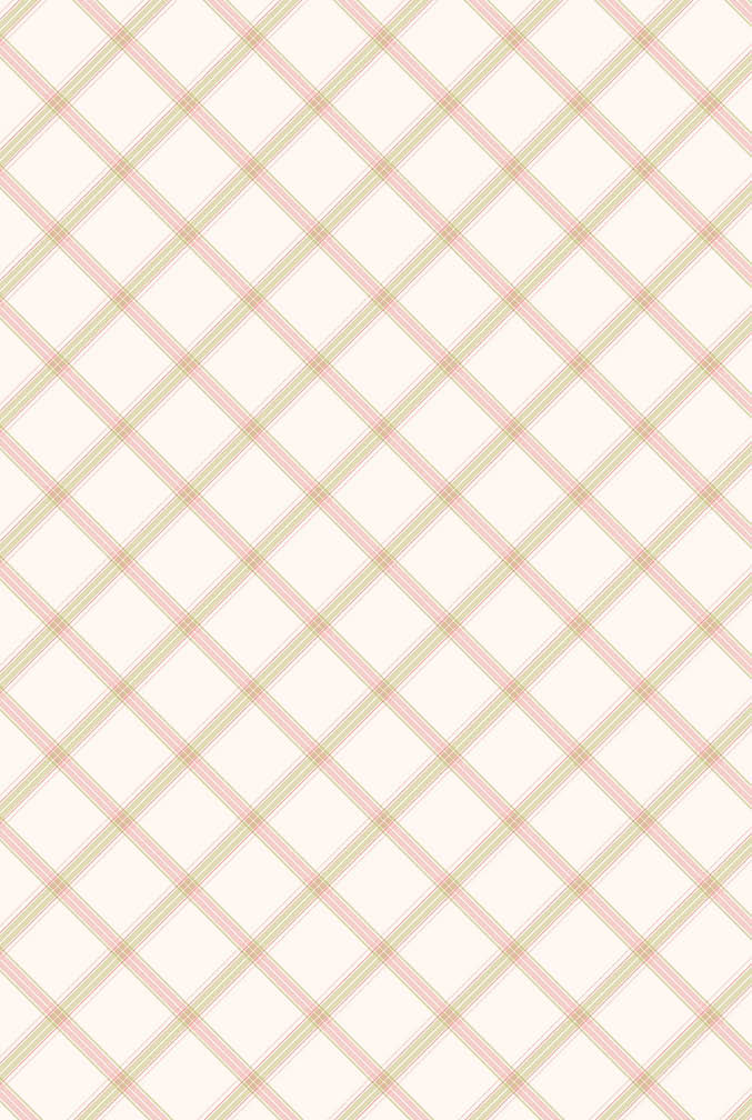 beige, pink and green trellis wallpaper