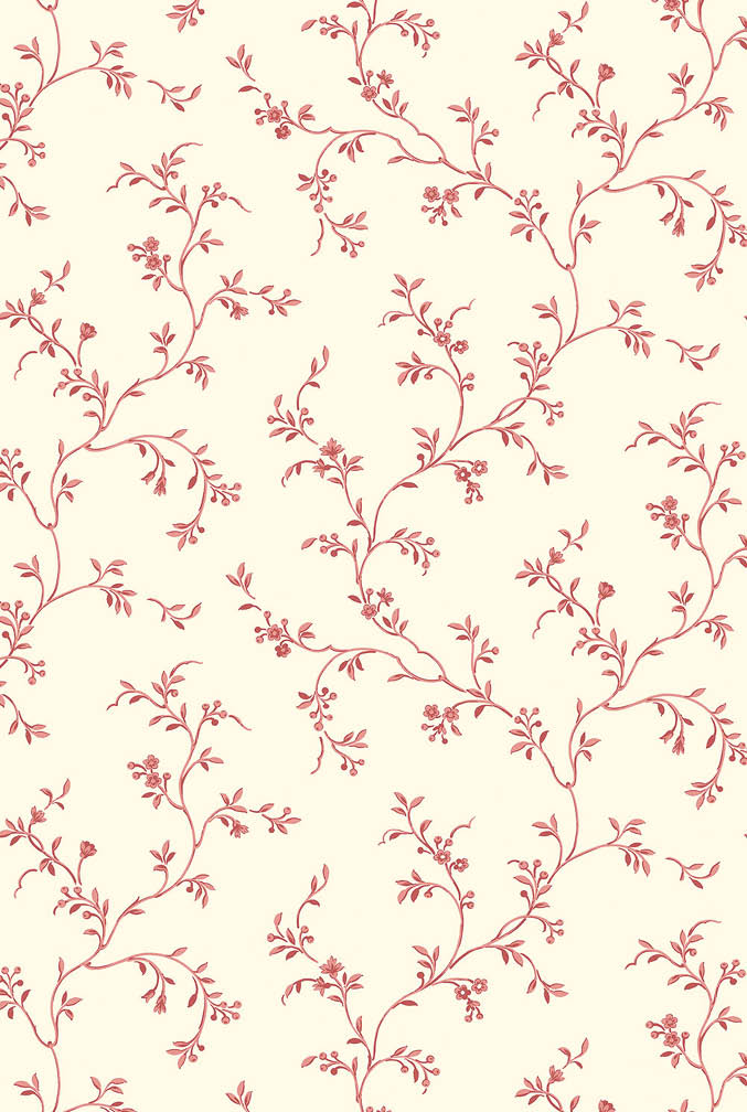 mini red leaf trail on beige wallpaper 