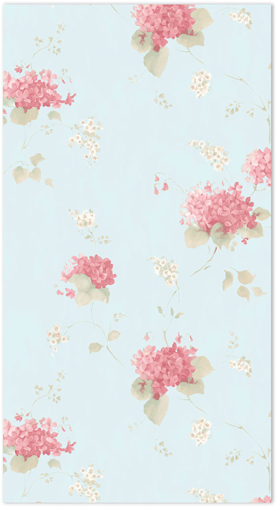 Aqua and red floral trail wallpaper