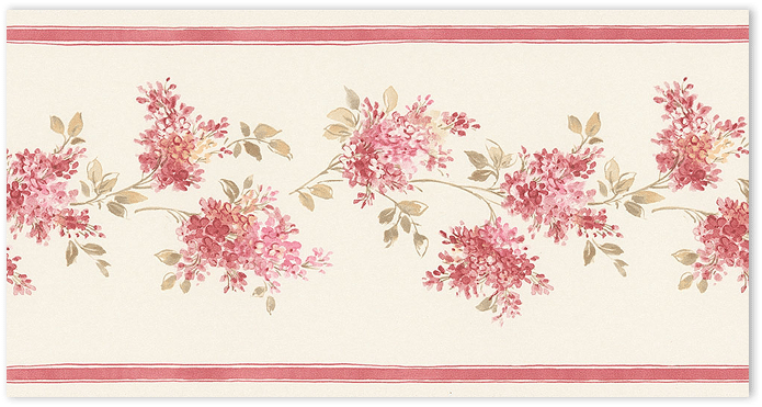 Red beige floral wallpaper border