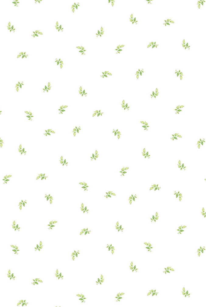 Green mini leaves on white background wallpaper