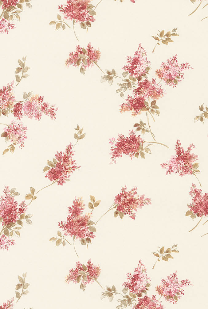 Red beige floral allover wallpaper