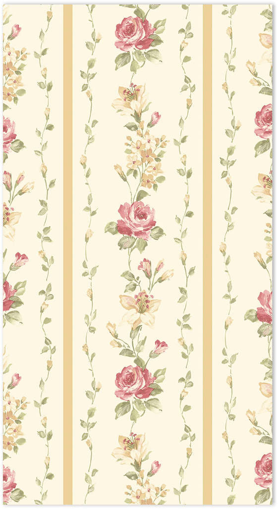 cream red ochre floral stripe wallpaper