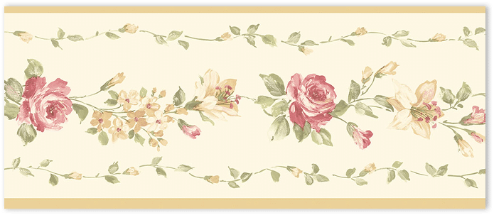 red and ochre floral wallpaper border