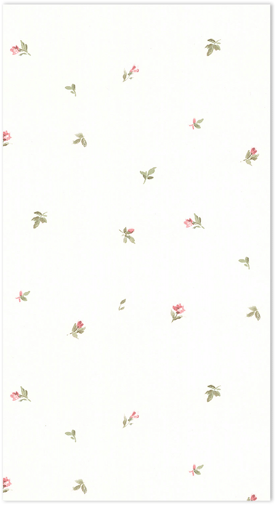 pink and green floral on white wallpaper