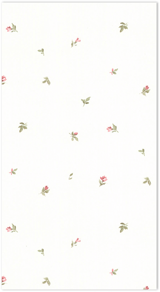pink and green floral on white wallpaper