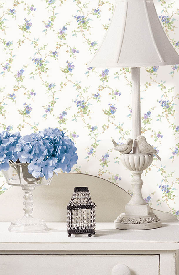 Vignette with blue and purple floral trail from Pretty Prints 4 collection