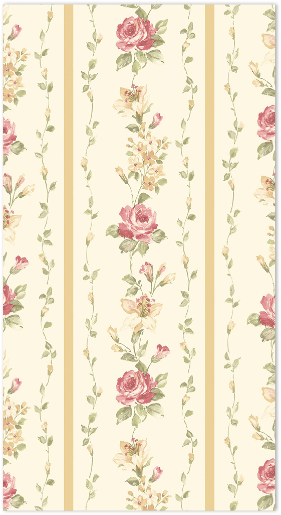 cream red ochre floral stripe wallpaper
