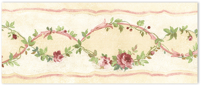 beige red and green floral wallpaper border