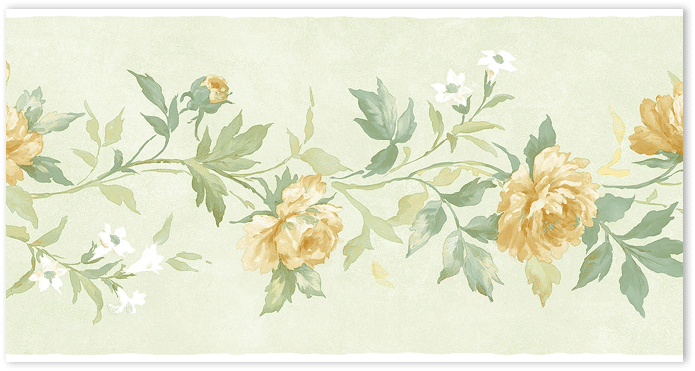 green and yellow floral wallpaper border