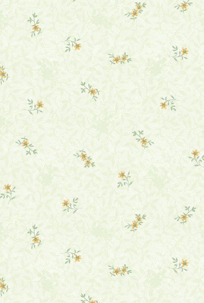green and yellow floral wallpaper