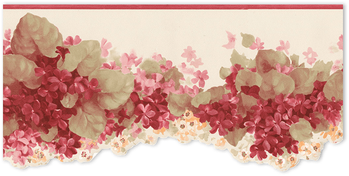 red hyacinth on beige floral wallpaper border