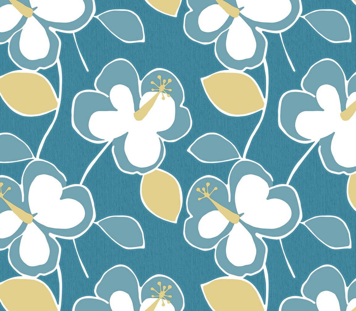 turquoise and lime flower power wallpaper