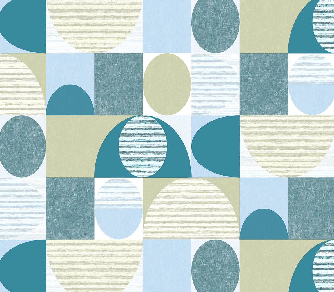 Turquoise, lime and blue textured geo dome wallpaper
