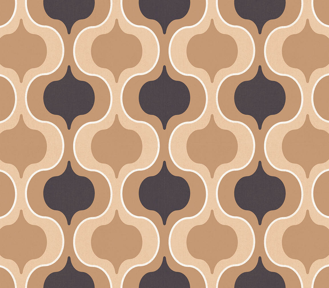 Beige, black and tan textured geometric squeeze wallpaper