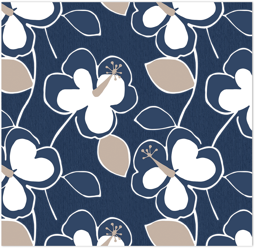 navy and taupe flower power wallpaper