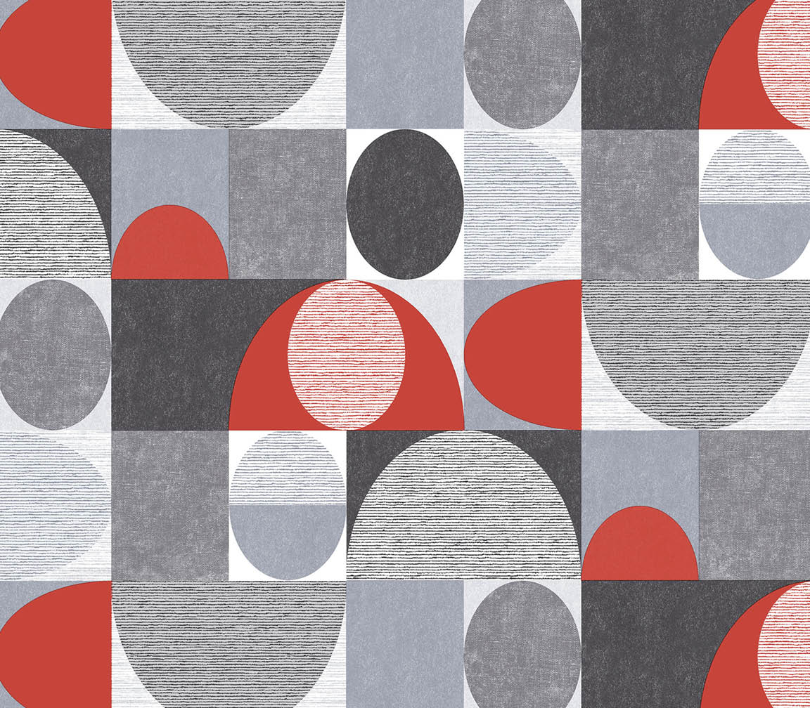 Black, red and grey textured geo dome wallpaper