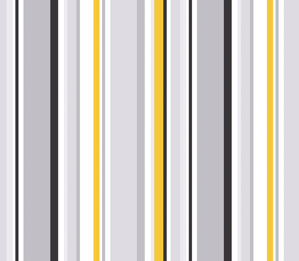 Yellow, grey and black step stripe wallpaper