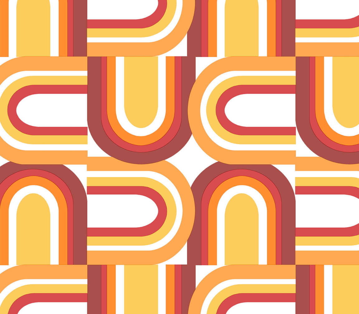Red, orange, yellow geometric u turn design wallpaper