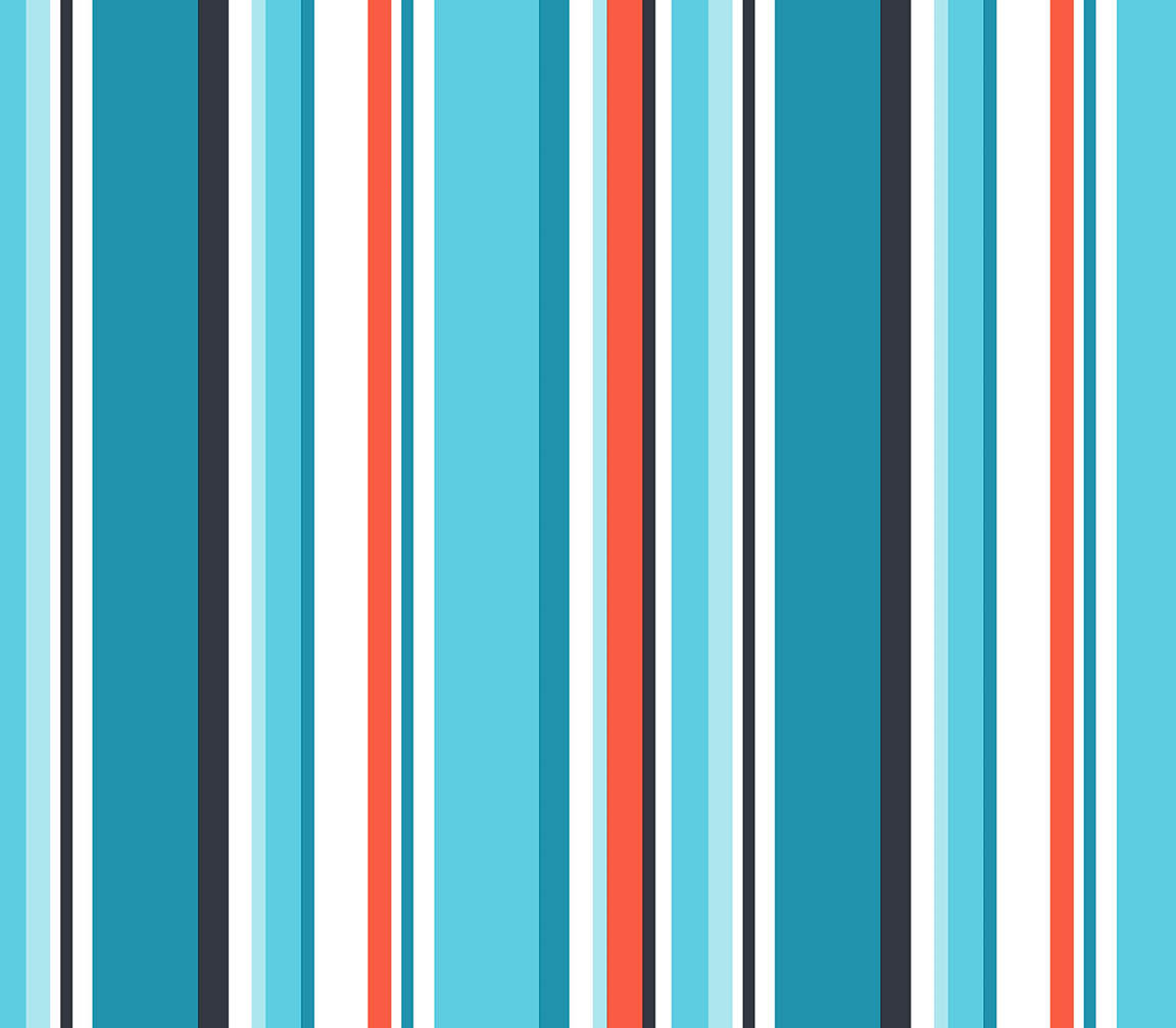 Turquoise, orange and black step stripe wallpaper