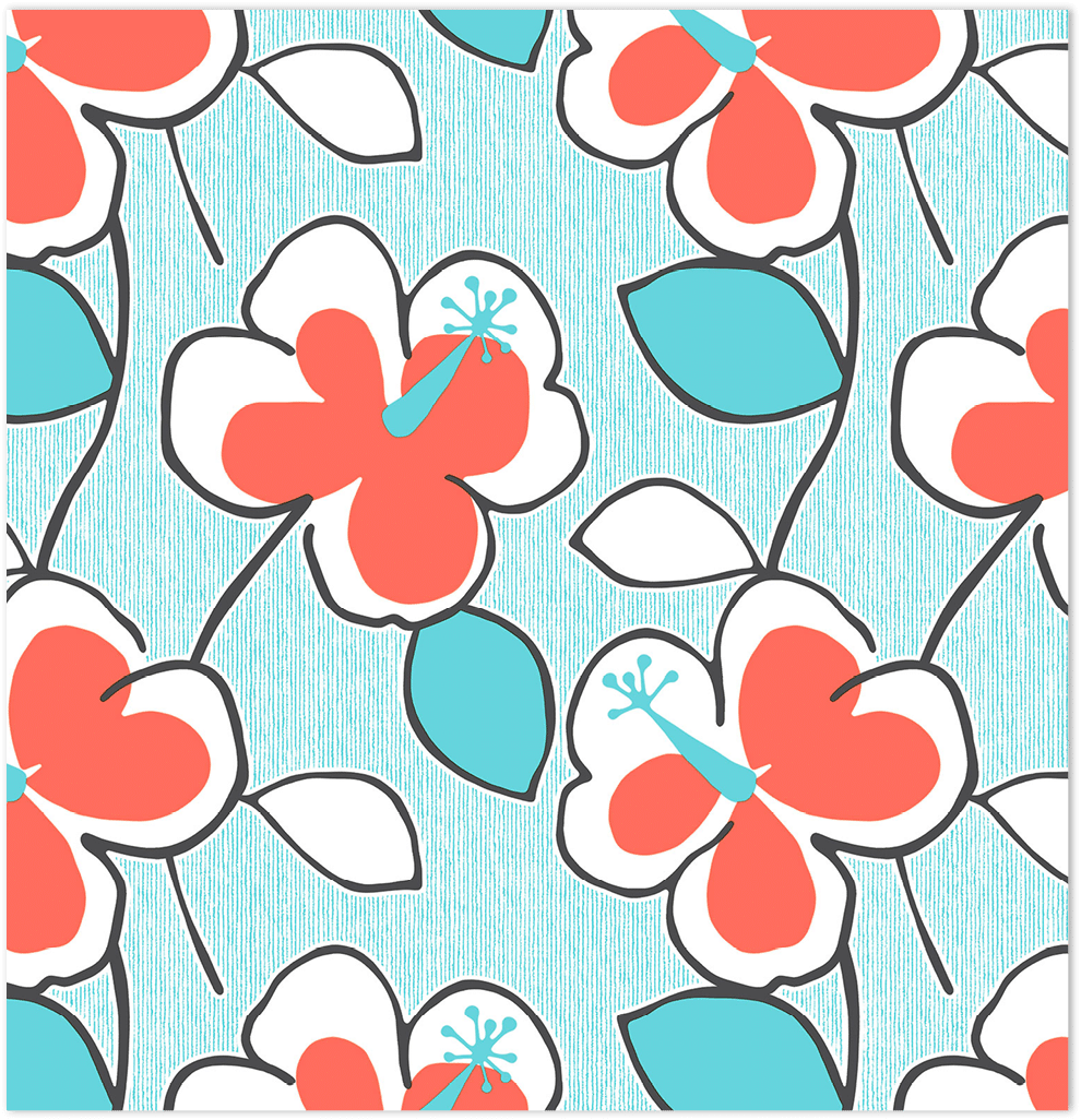 turquoise and orange flower power wallpaper