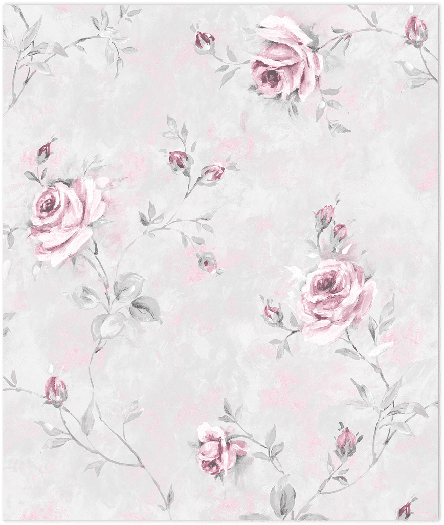 Pink and grey rose trail with a light grey choke wallpaper