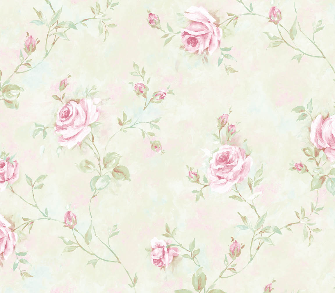 Pink and green rose trail with a pink and green mash choke wallpaper