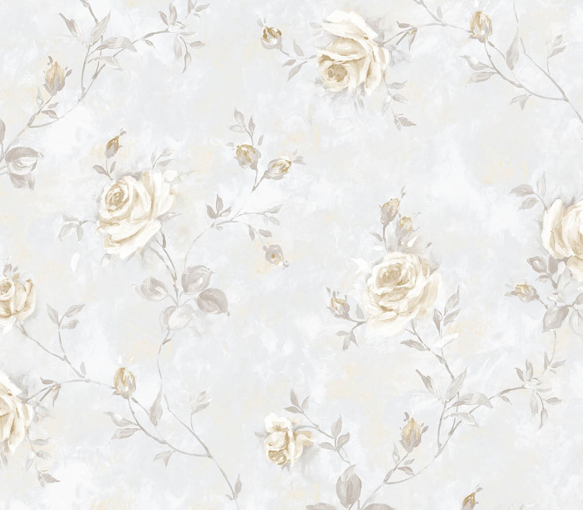Beige and grey rose trail with a light grey choke wallpaper