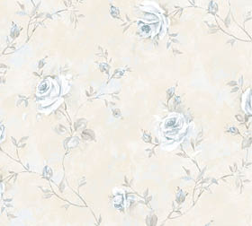 Blue and grey rose trail with a beige choke wallpaper