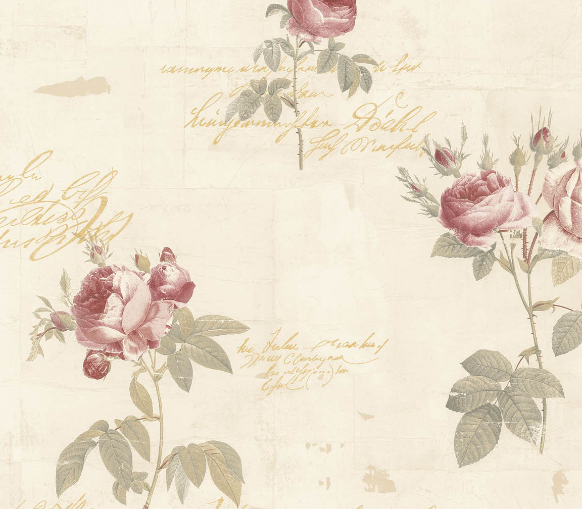 red and green rose on beige wallpaper