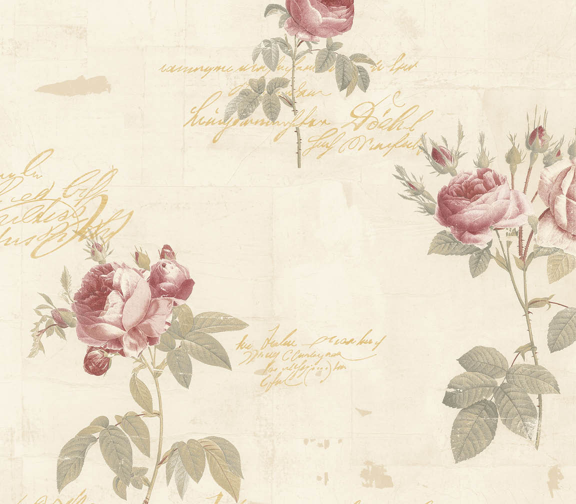 red and green rose on beige wallpaper