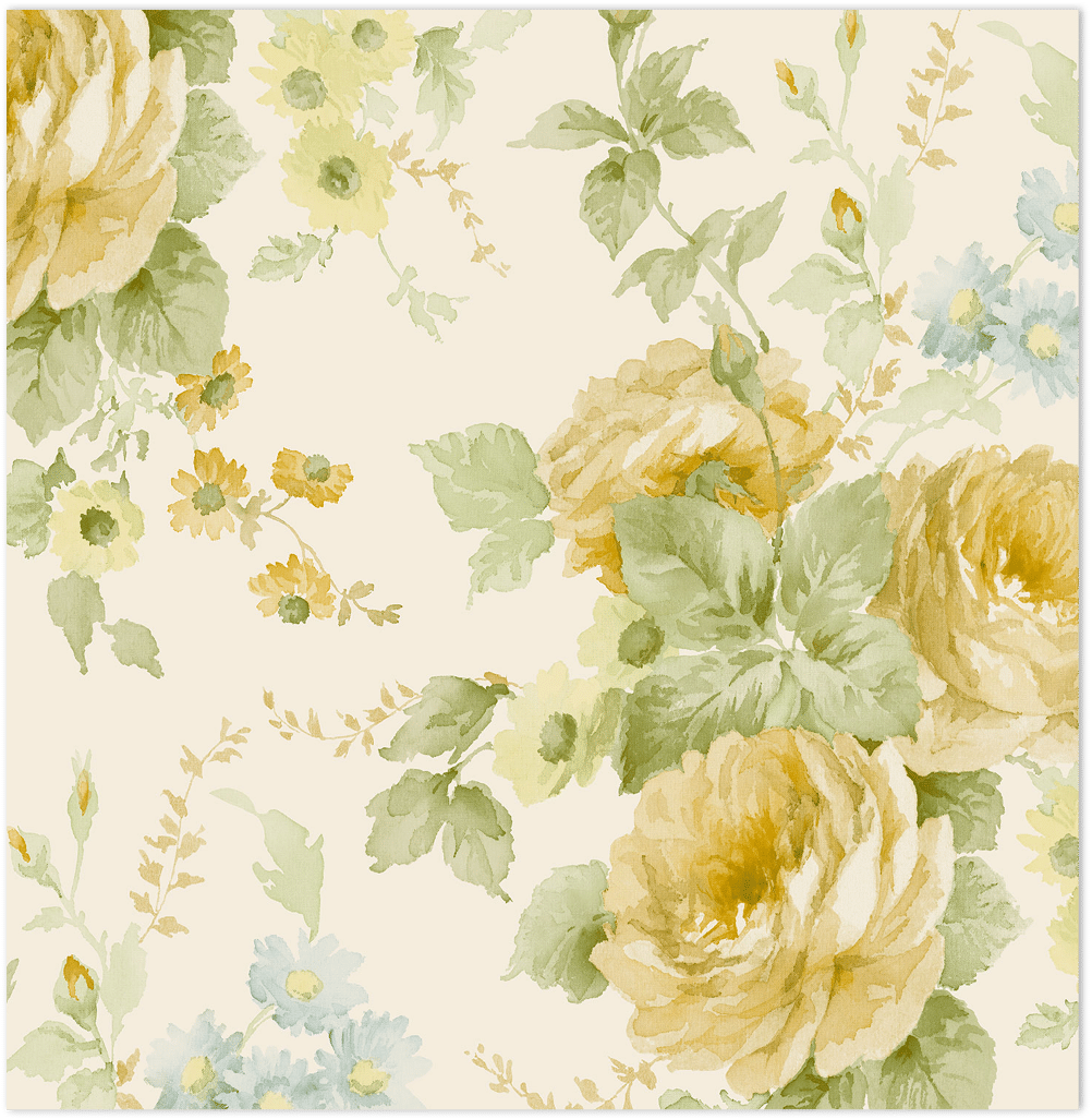 Yellow, green and blue floral with a light yellow choke wallpaper
