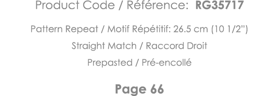 Product Code   Référence: RG35717 Pattern Repeat   Motif Répétitif: 26 5 cm (10 1 2 ) Straight Match   Raccord Droit    