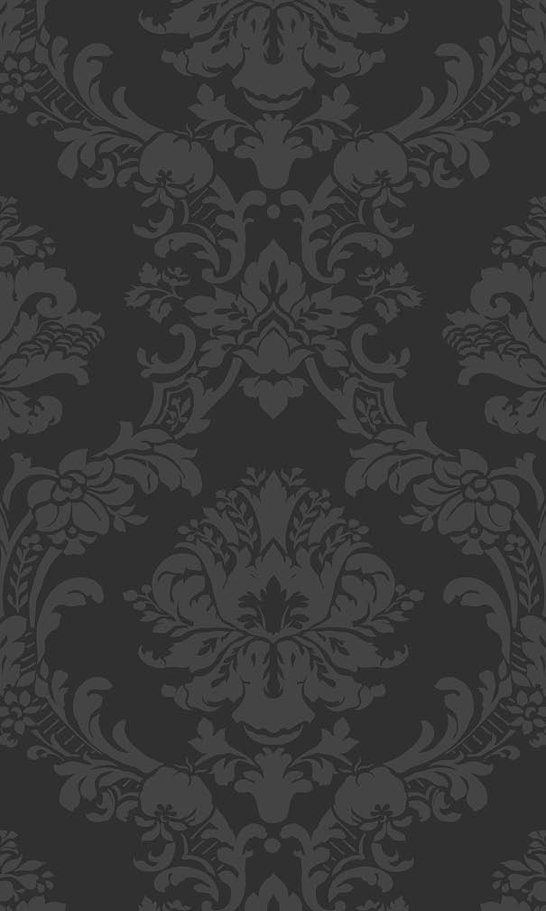 black light reflective in-register damask wallpaper