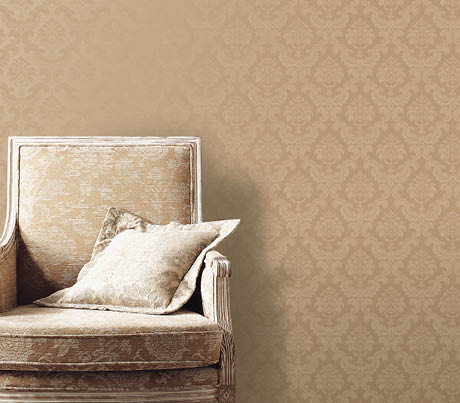 vignette with brush metallic damask wallpaper