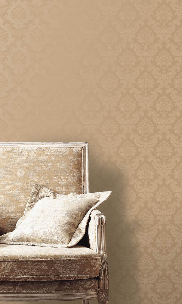 vignette with brush metallic damask wallpaper