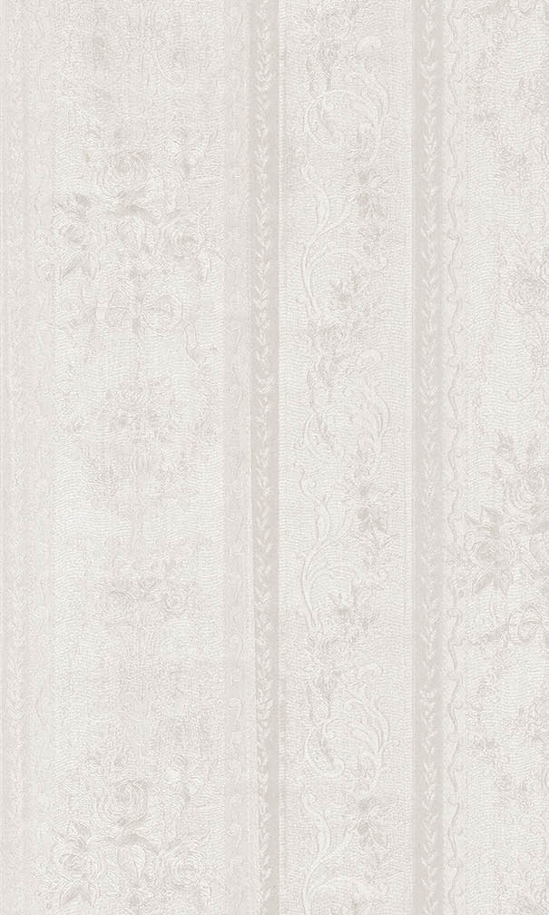 In-register white metallic pearl stripe wallpaper